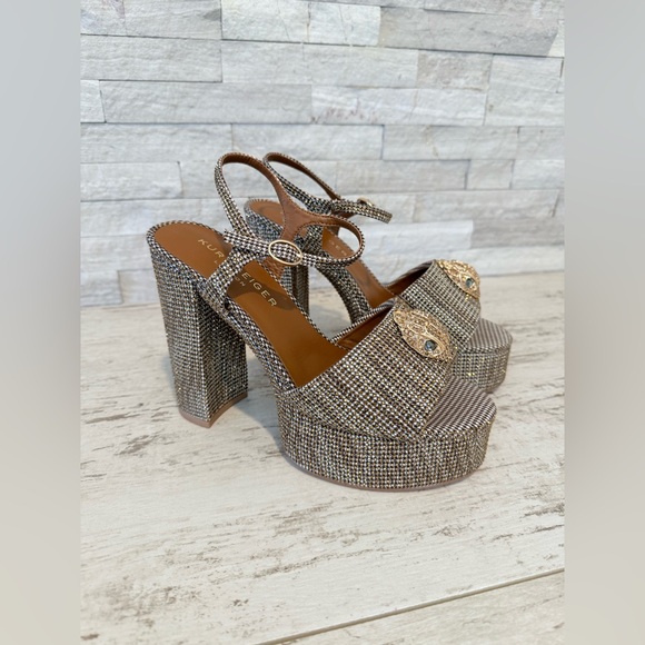 Kurt Geiger Shoes - Kurt Geiger London Houndstooth Embellished KENSINGTON PLATFORM HEEL Size 39 NEW